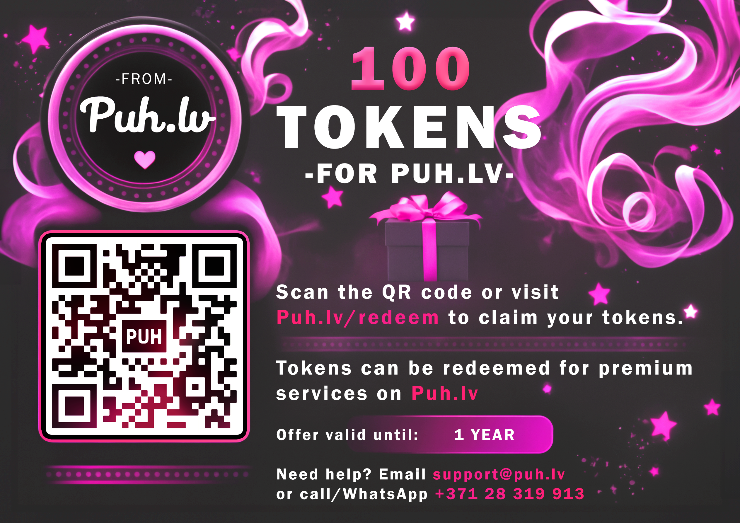 PUH.lv Coupon - 1 € (100 Tokens)