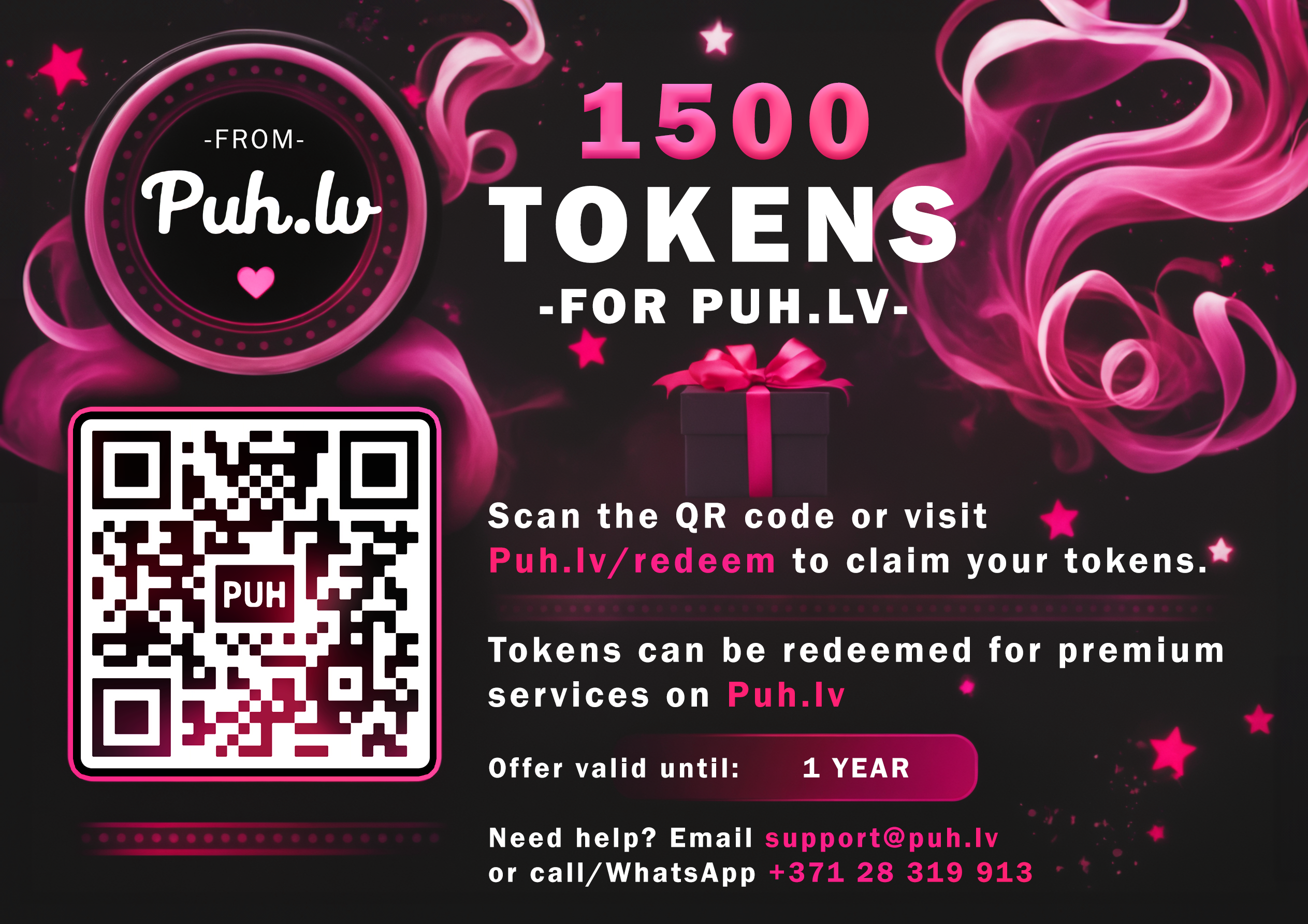 PUH.lv Coupon - 15 € (1500 Tokens)