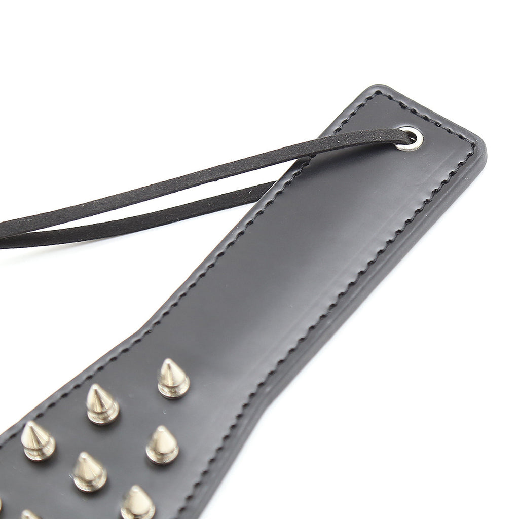Intrepid Studded Leather BDSM Paddle Handle Show