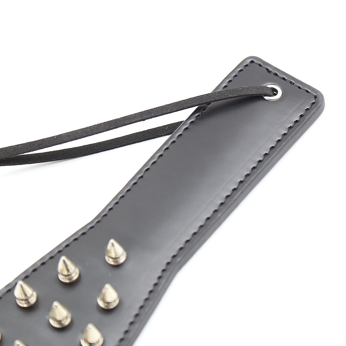 Intrepid Studded Leather BDSM Paddle Handle Show