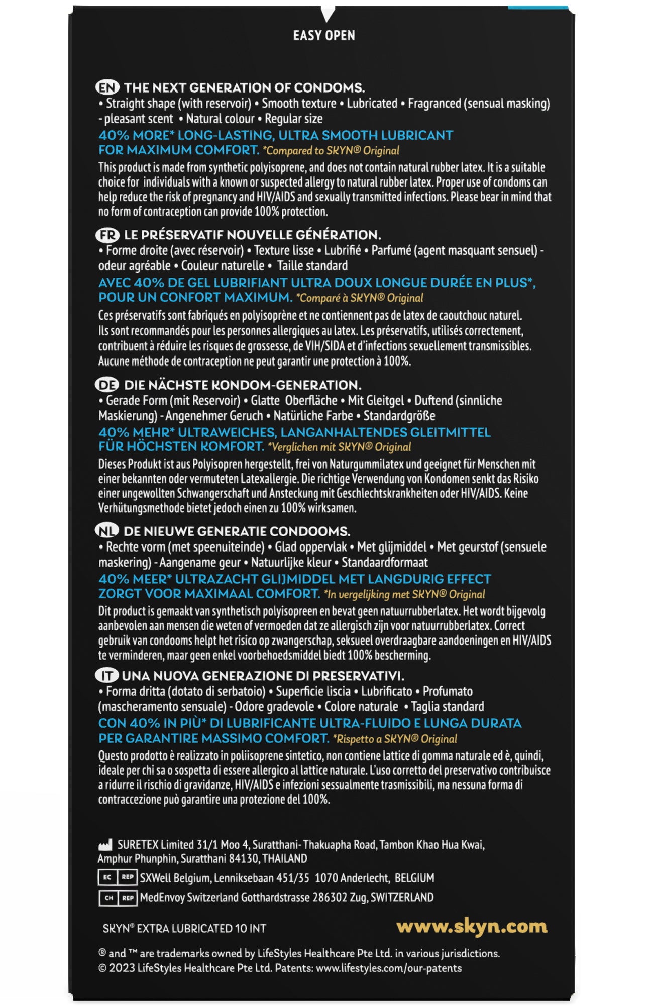 SKYN Extra Lubricated 10 gab.