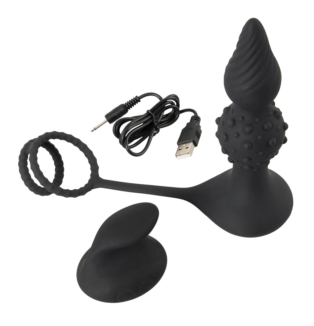 RC Butt Plug ar dzimumlocekļa un sēklinieku gredzeniem