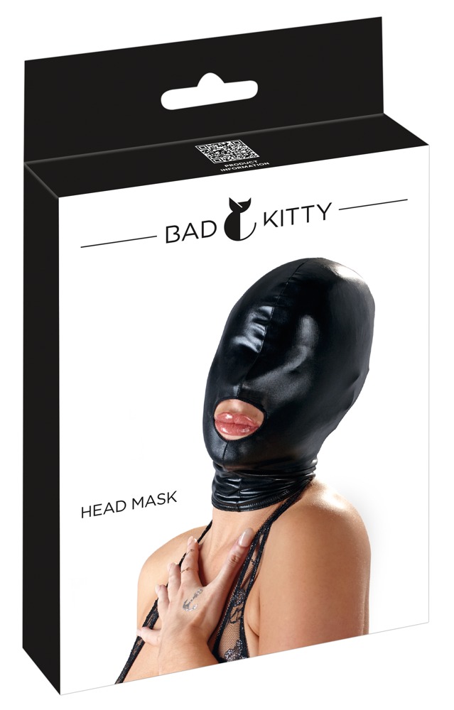 Spīdīga BDSM maska ar mutes atvērumu