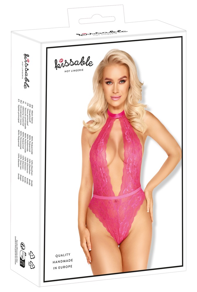 Kissable mežģīņu bodijs rozā L/XL