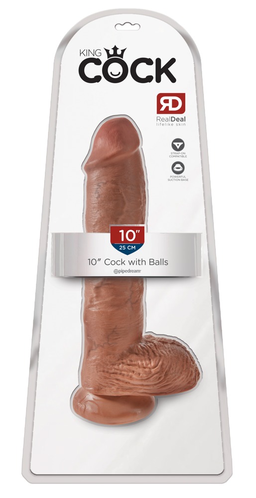 King Cock dildo ar sēkliniekiem 25 cm, dabīgs tonis
